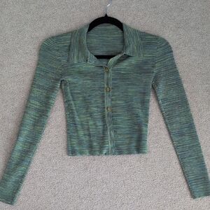 Aritzia Sunday Best Marl Green Button Up Cardigan XXS